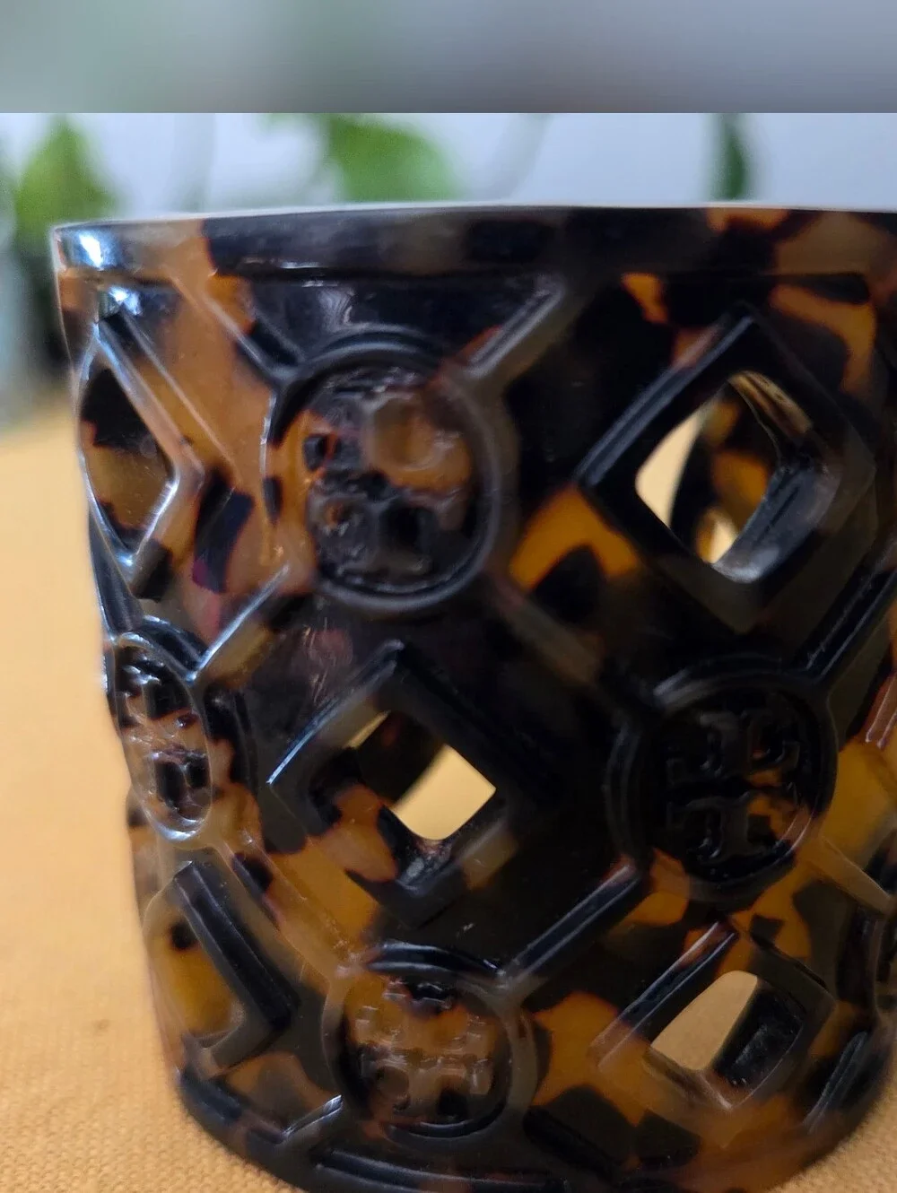 Tory Burch Tortoise Shell Pattern Resin Cuff Bracelet